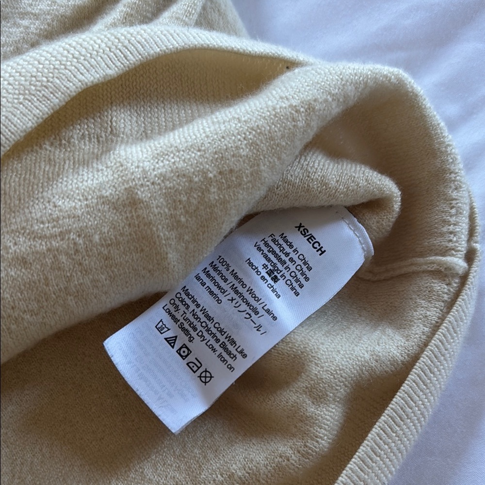 Free with 50 purchase - Jcrew Cream and Black Striped Sweater 100% Wool - Picture 3 of 3